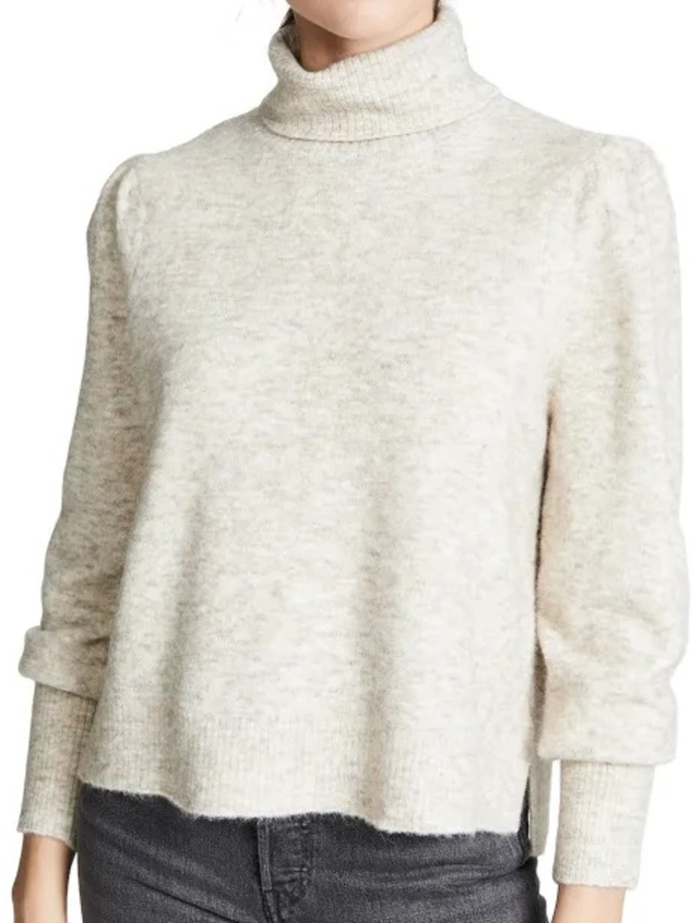 FRAME Swingy Turtleneck Sweater Oatmeal Alpaca Merino Wool S/P